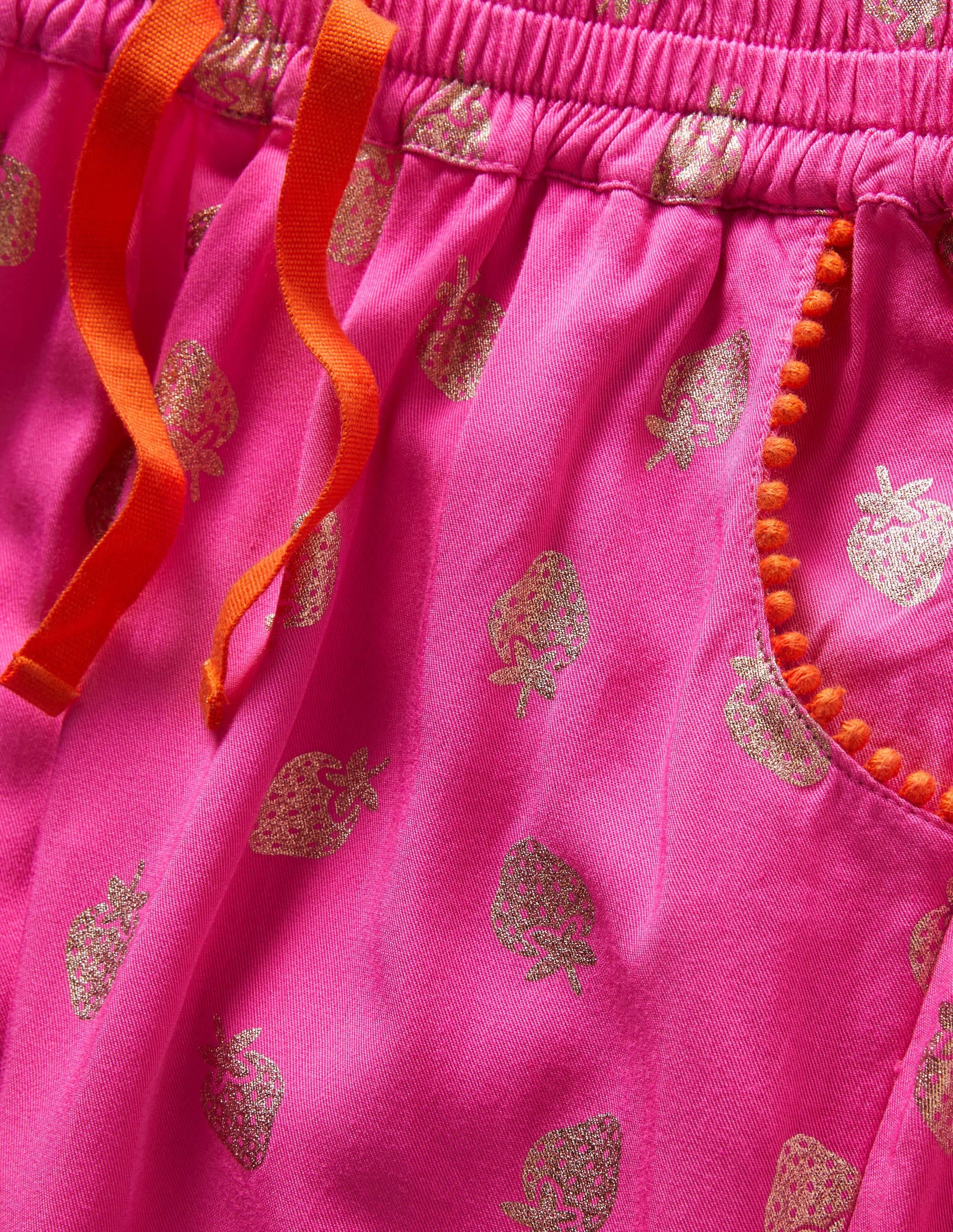 Relaxed Woven Printed Trousers-Pop Pansy Pink Foil Strawberry - Image 3
