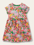 Short Sleeve Fun Jersey Dress-Pink Lemonade Jungle