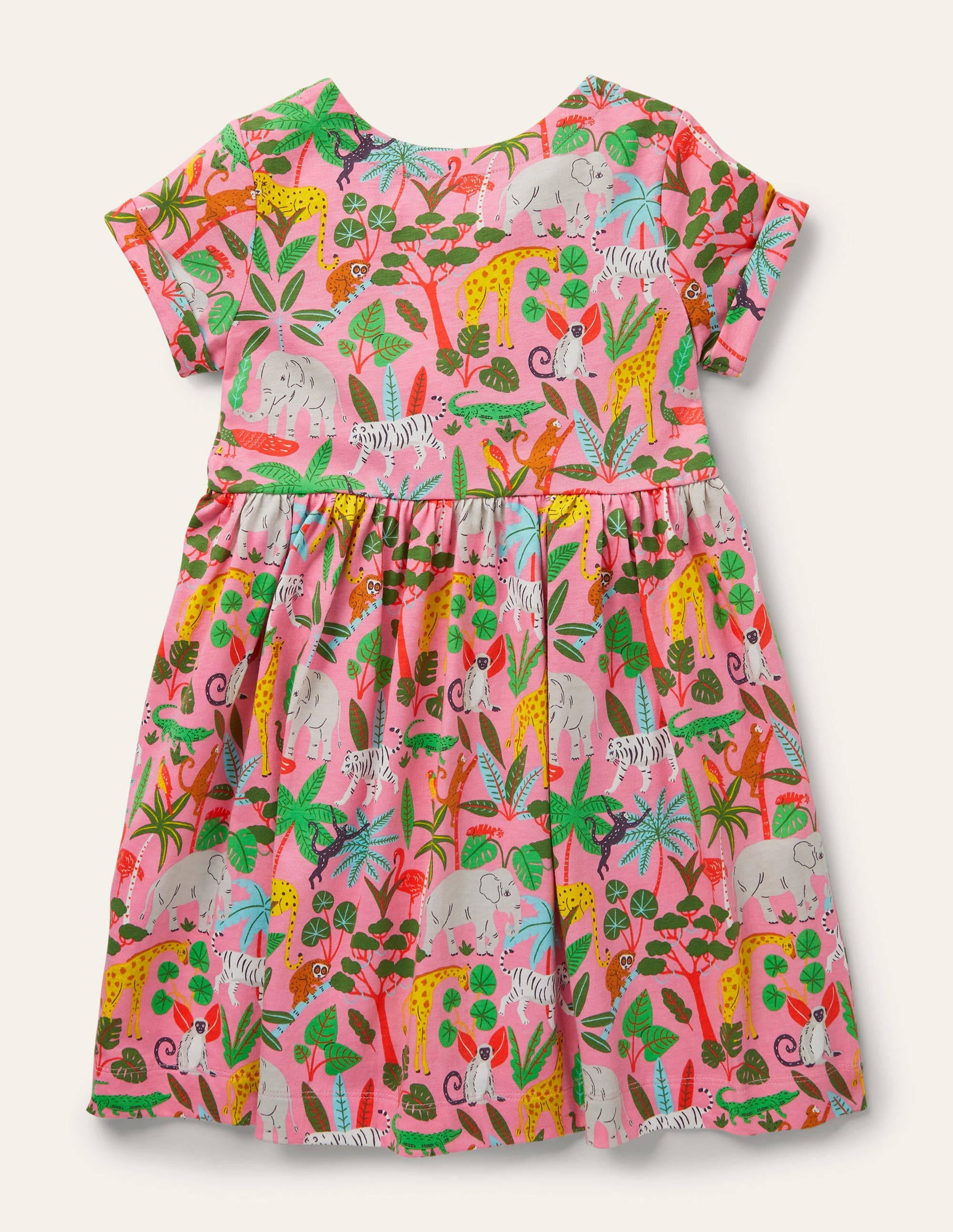 Short Sleeve Fun Jersey Dress-Pink Lemonade Jungle - Image 2