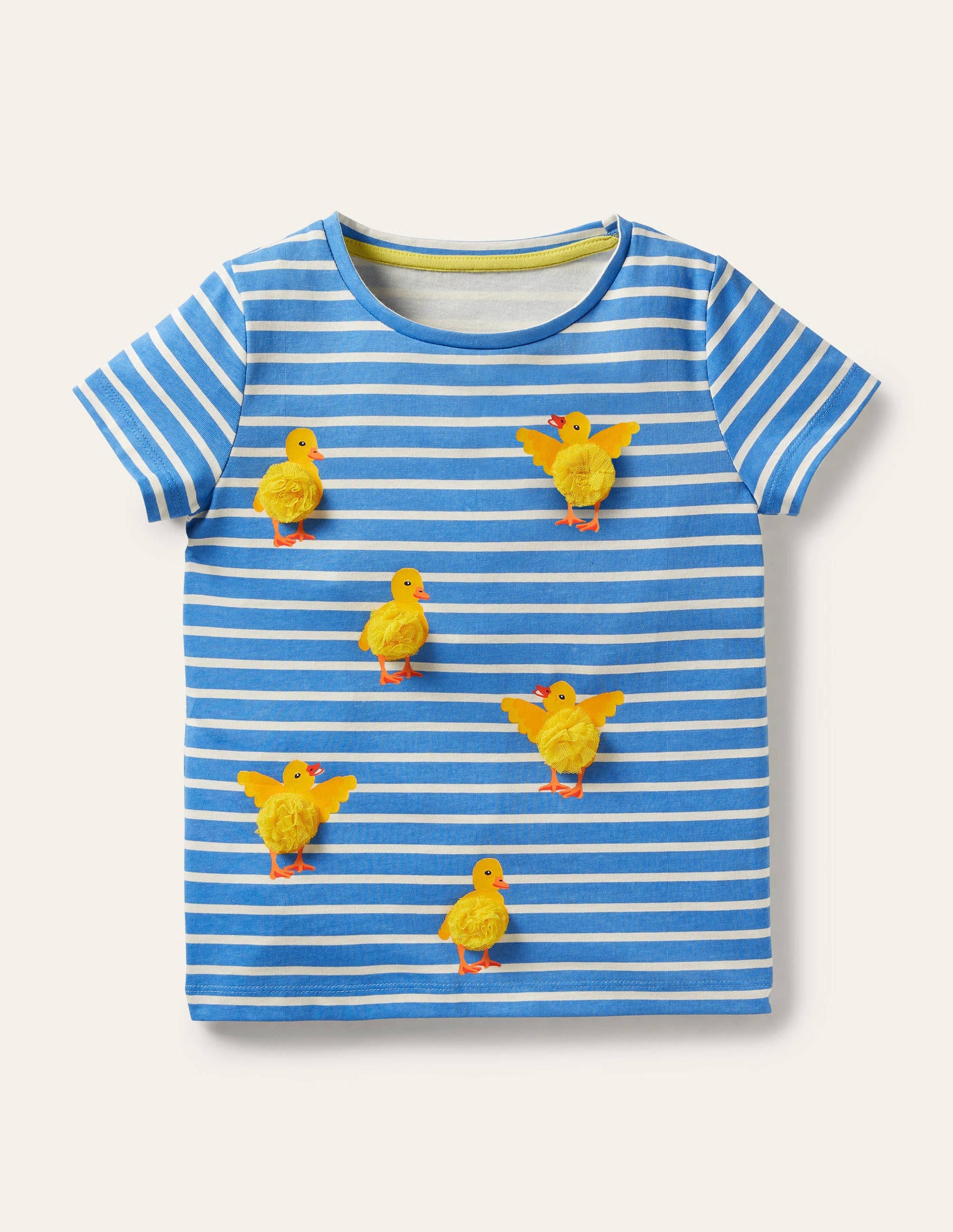 Stripy Logo T-Shirt-Bright Bluebelle/Ivory Chicks-1