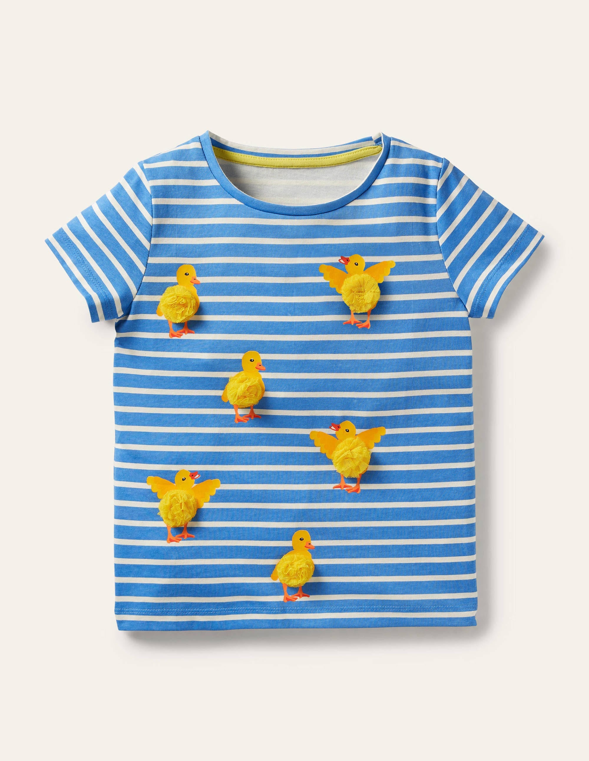 Stripy Logo T-Shirt-Bright Bluebelle/Ivory Chicks - Image 1