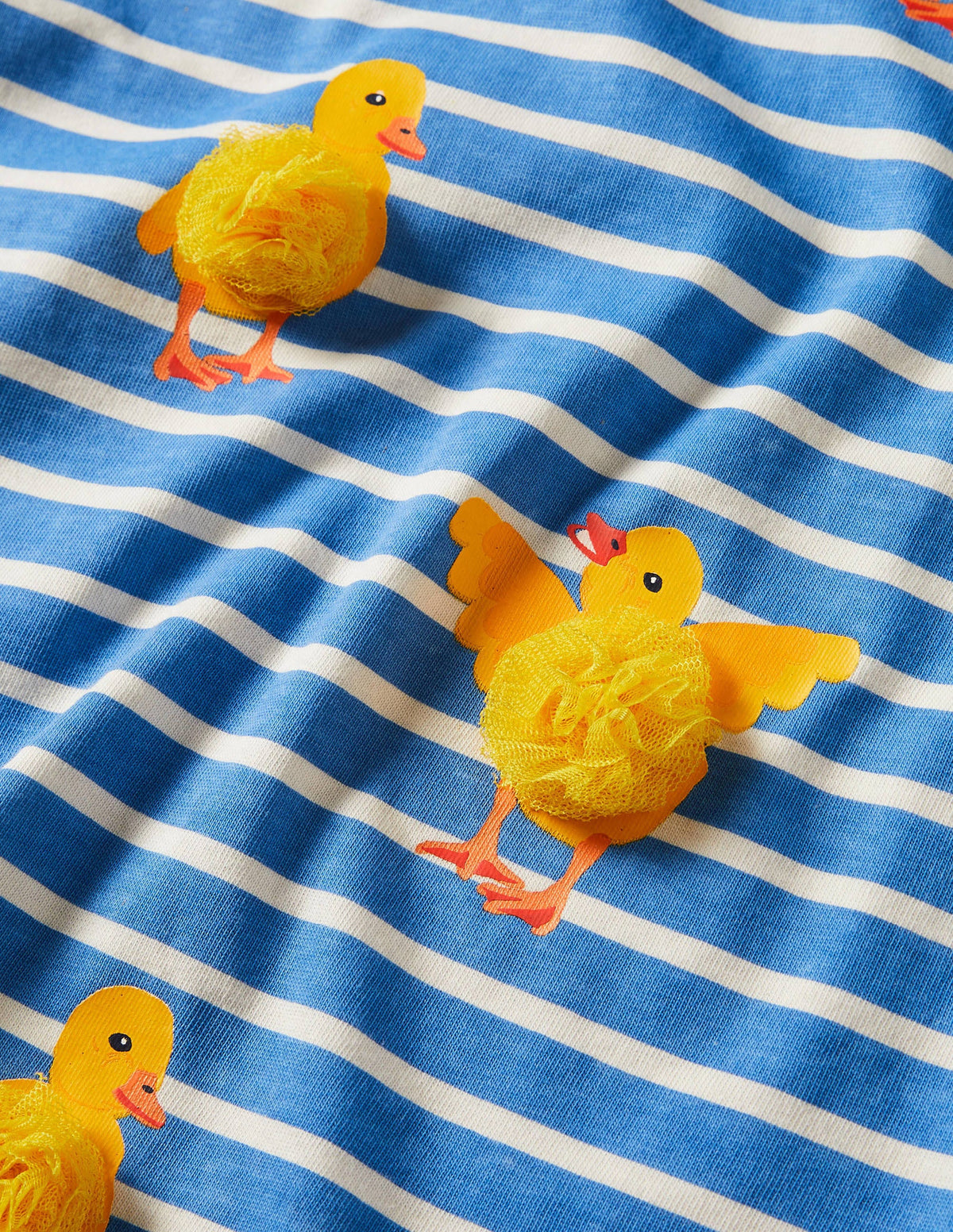 Stripy Logo T-Shirt-Bright Bluebelle/Ivory Chicks - Image 3