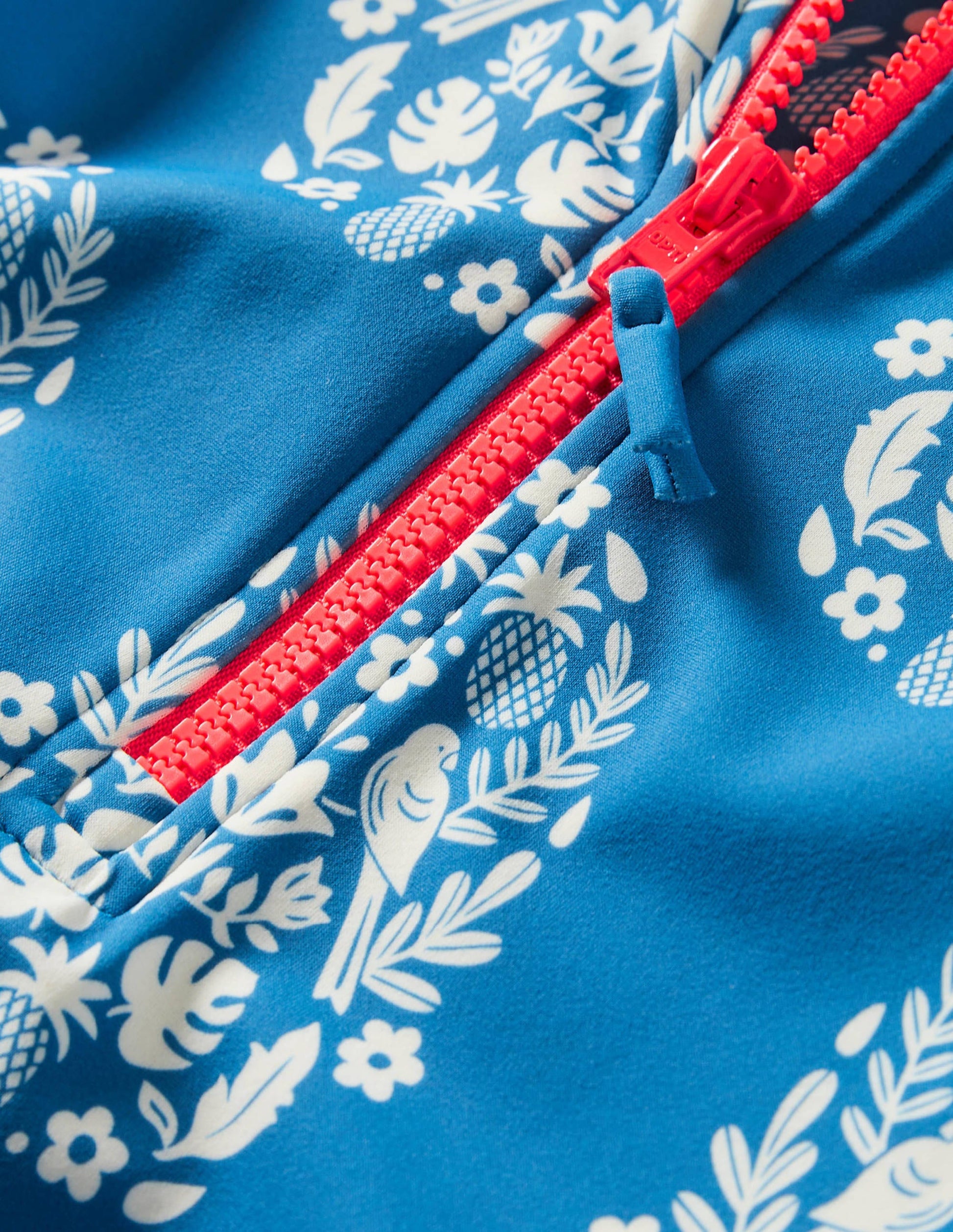 Long-sleeved Swimsuit-Marina Blue Tropical Woodblock-3