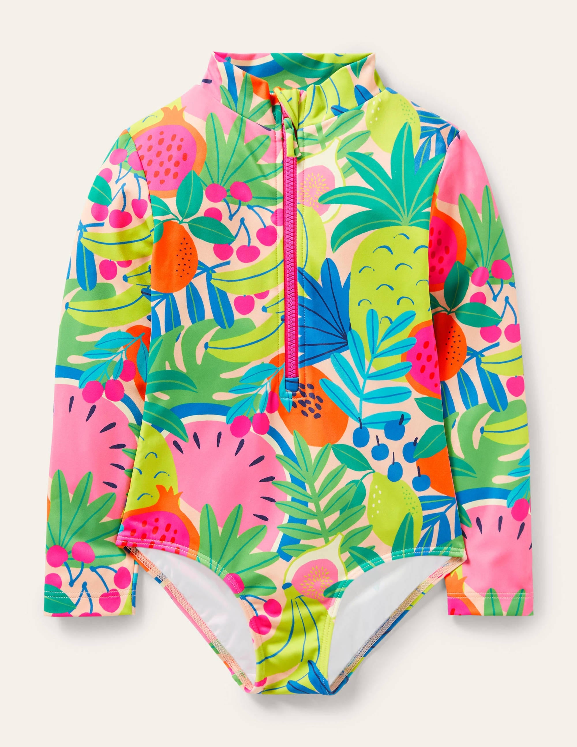 Long-sleeved Swimsuit-Multi Tropical Fruit - Image 1