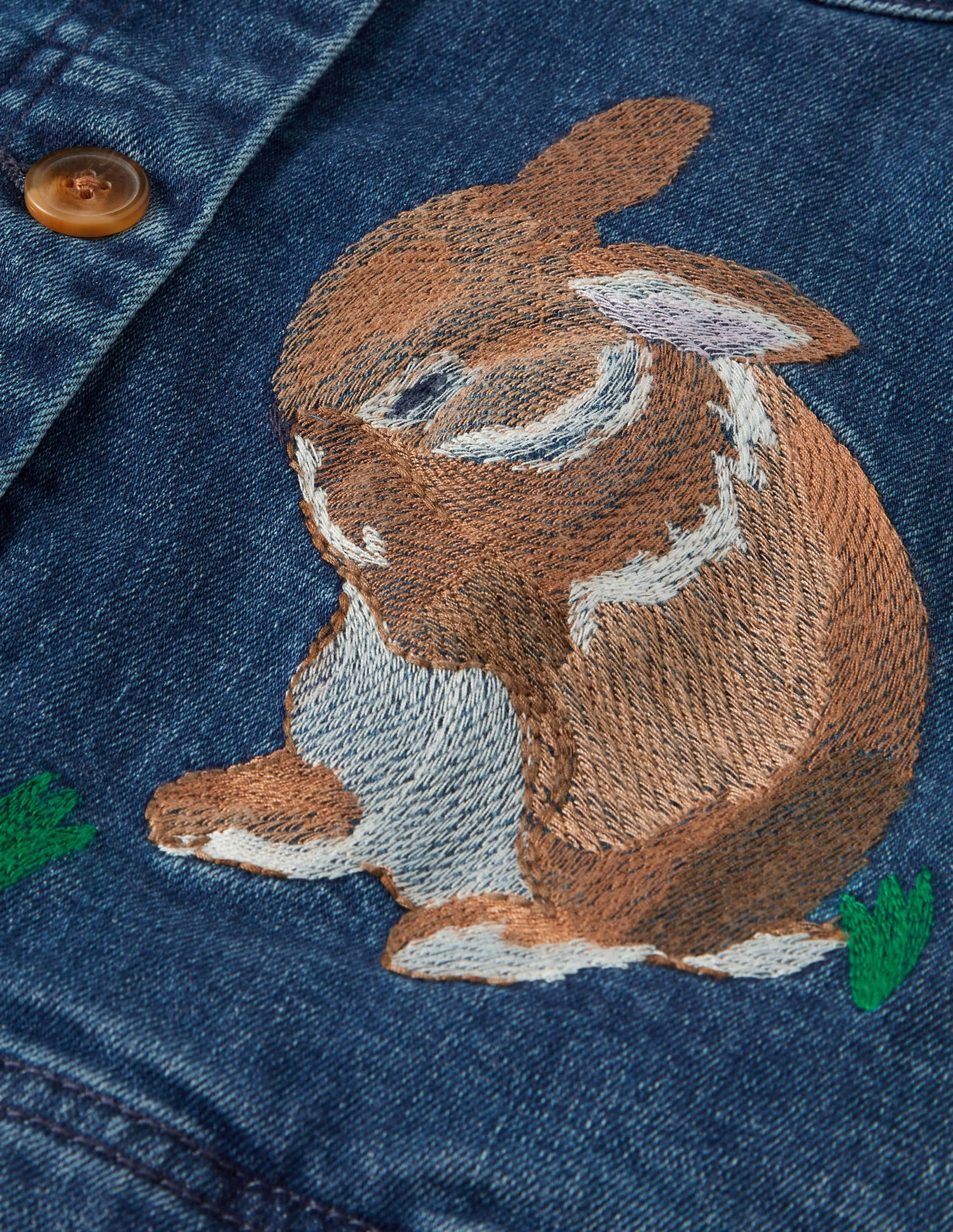 Embroidered Denim Jacket-Mid Vintage Bunnies - Image 3