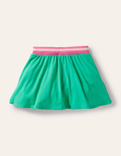 Appliqué Jersey Skort-Tropical Green Flamingo-2