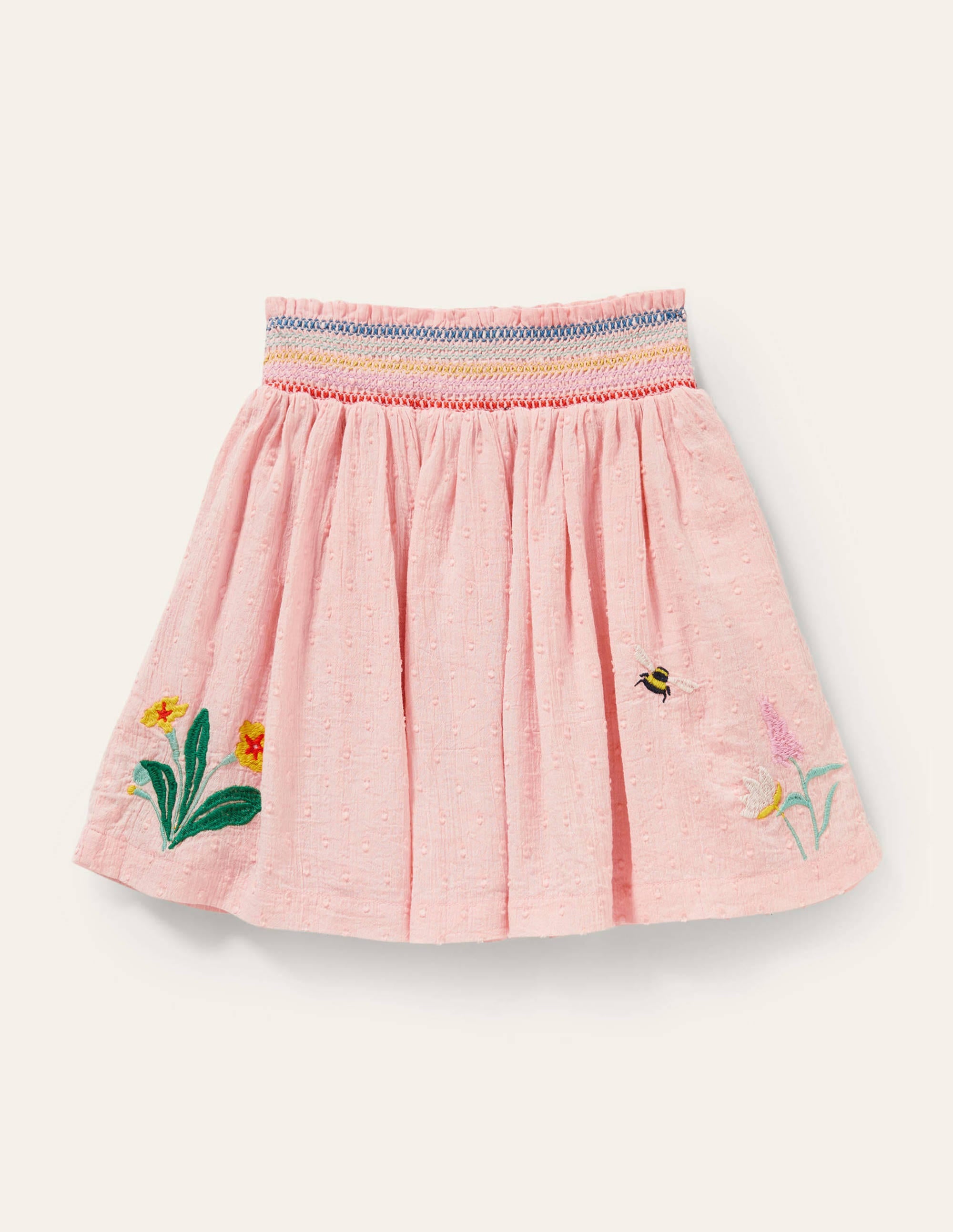 Smock Embroidered Skirt-Provence Dusty Pink Flowers - Image 2