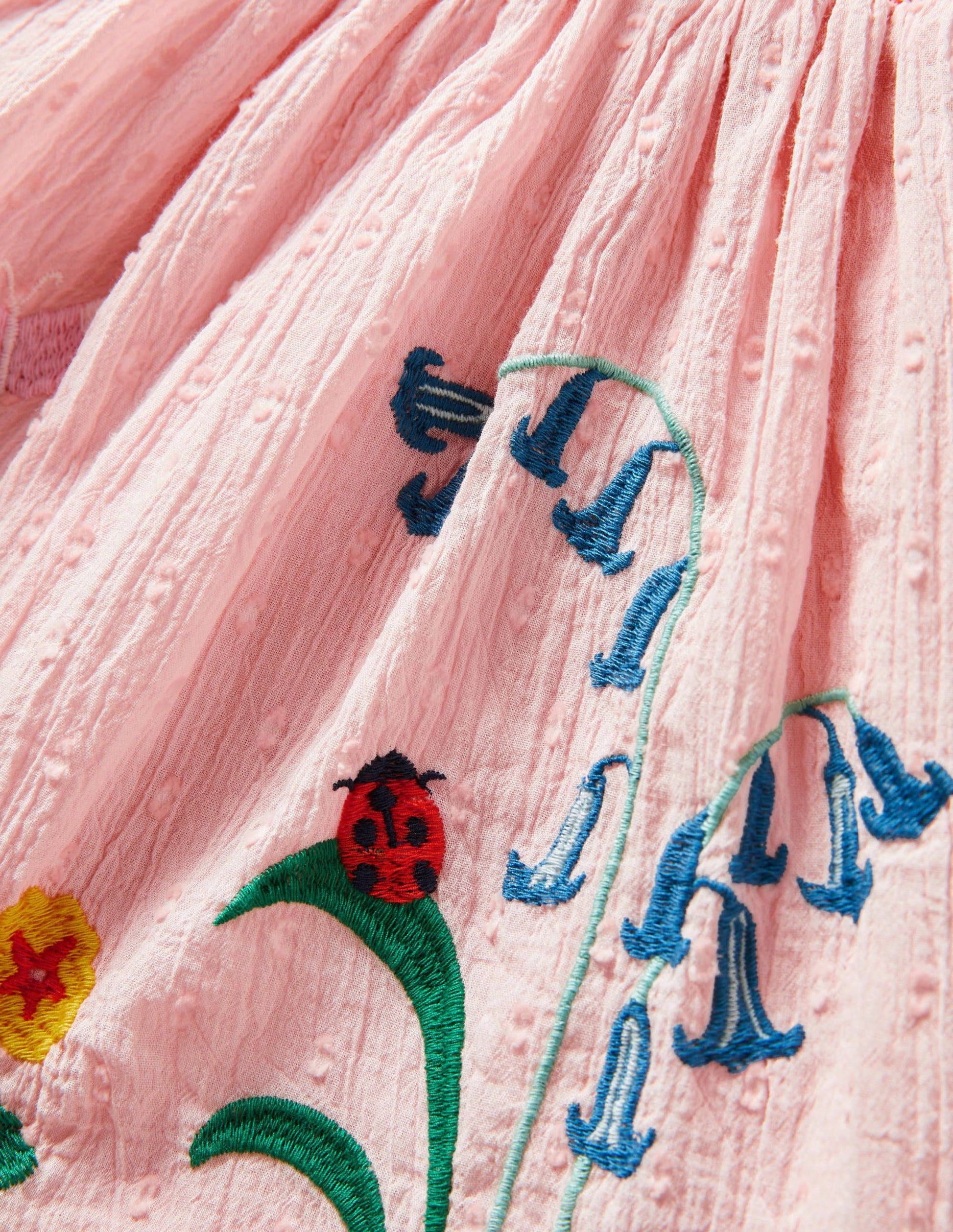 Smock Embroidered Skirt-Provence Dusty Pink Flowers-3