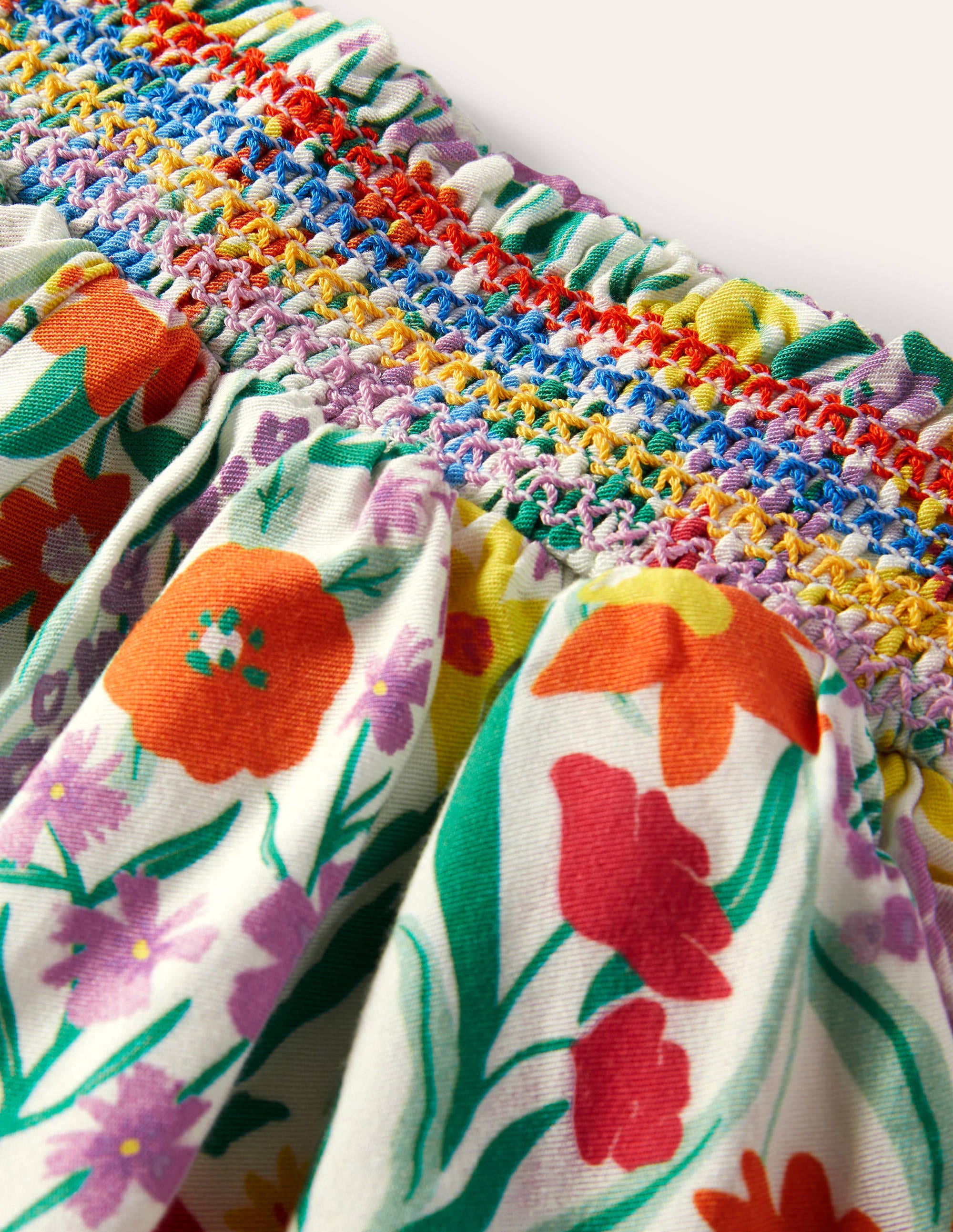 Shirred Waist Culottes-Multi Spring Meadow - Image 3