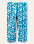 Fun Cropped Leggings-Bahama Blue Woodblock