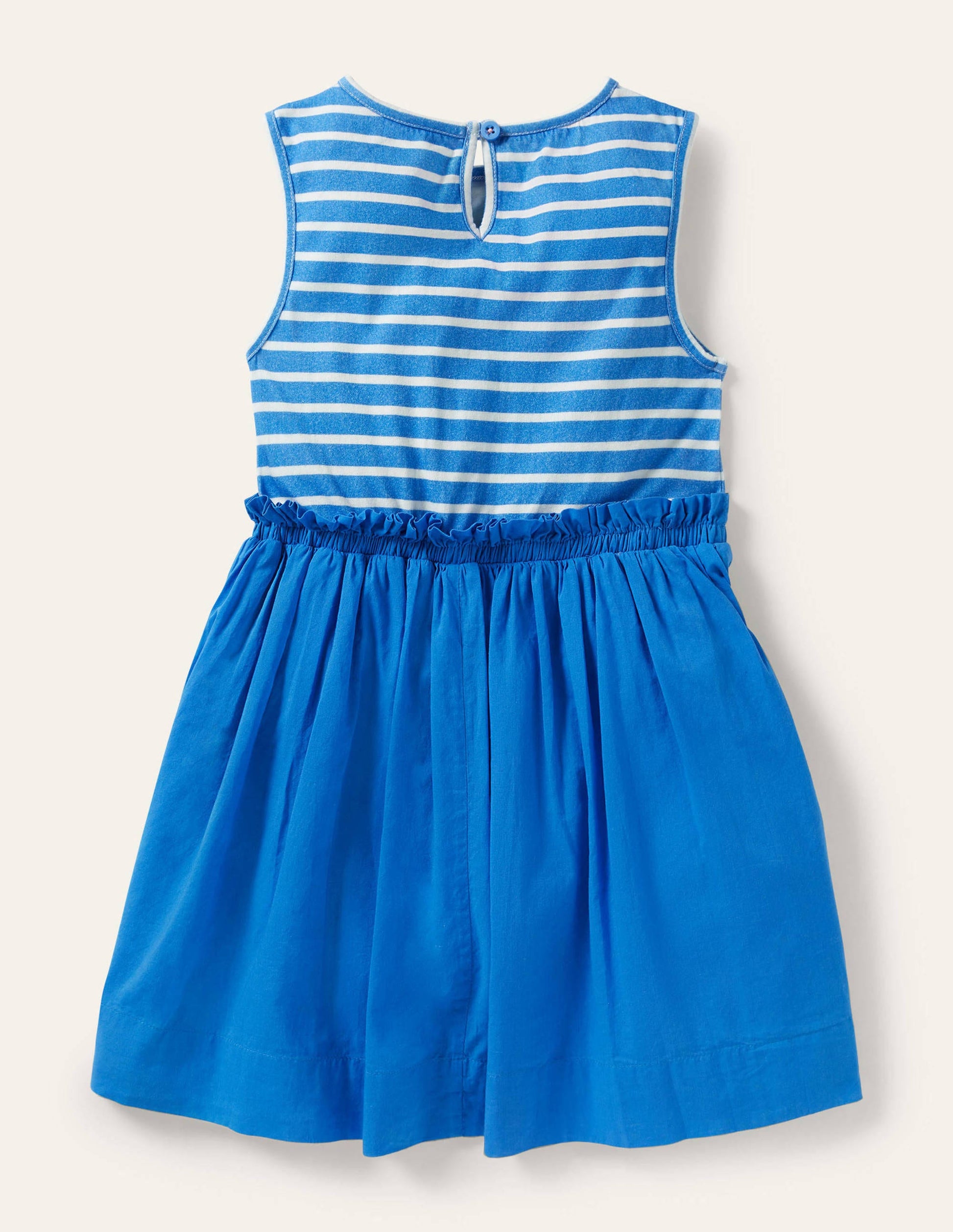 Appliqué Woven Mix Dress-Moroccan Blue/ Ivory Whale-3