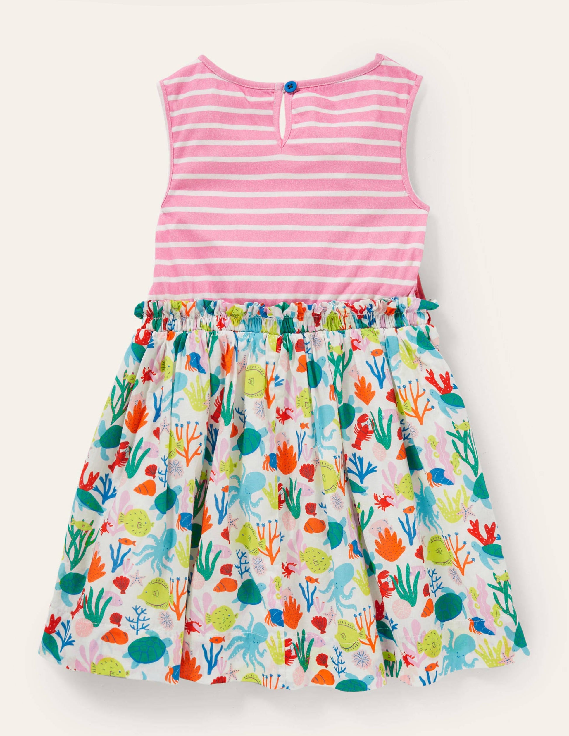 Appliqué Woven Mix Dress-Boto Pink/Ivory Crab-2