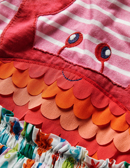Appliqué Woven Mix Dress-Boto Pink/Ivory Crab-3