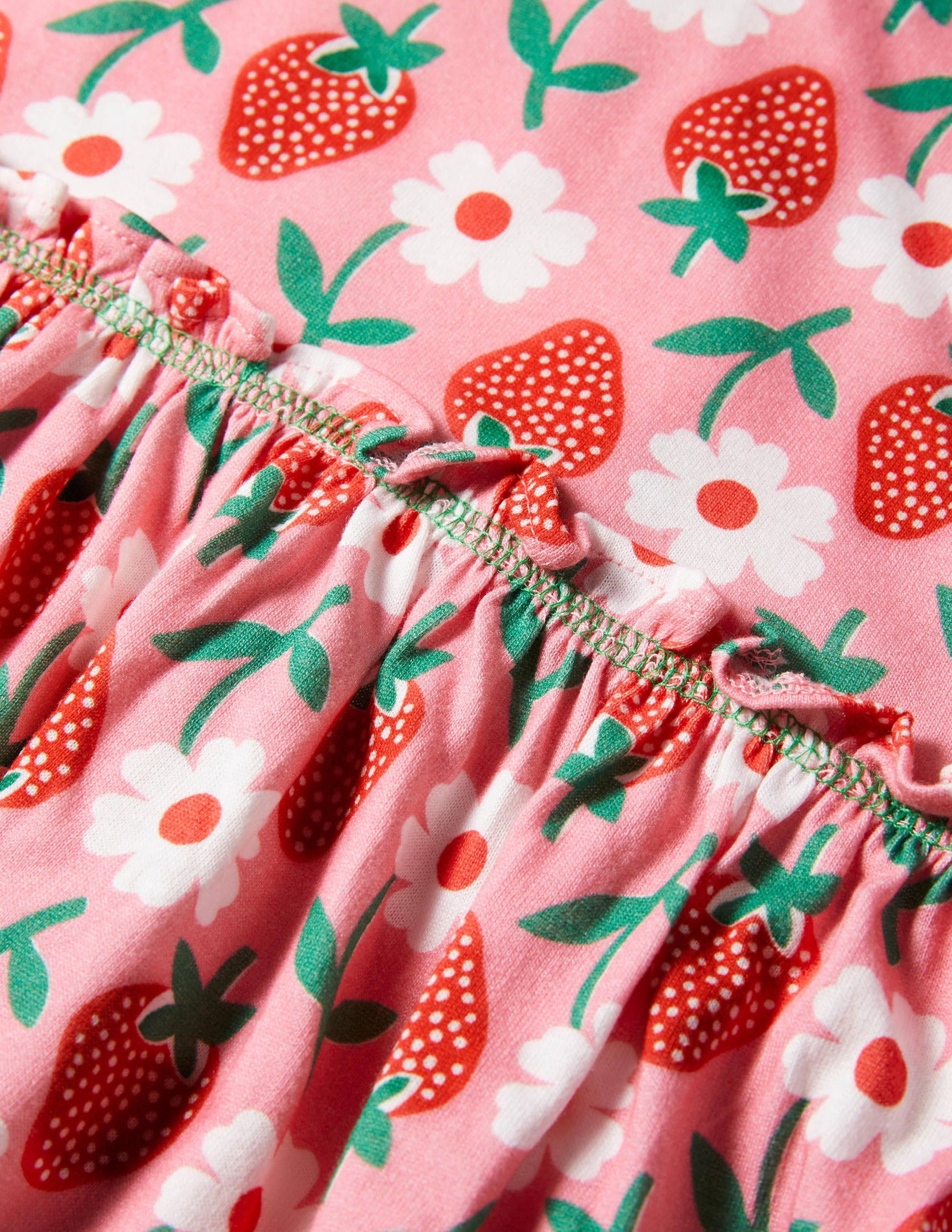 Frill Detail Jersey Dress-Pink Lemonade Strawberry Stamp-3