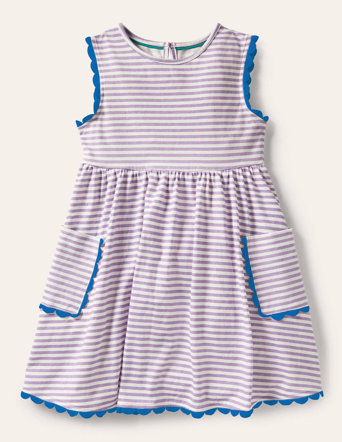 Trim Detail Jersey Dress-White / Cool Violet Purple-1