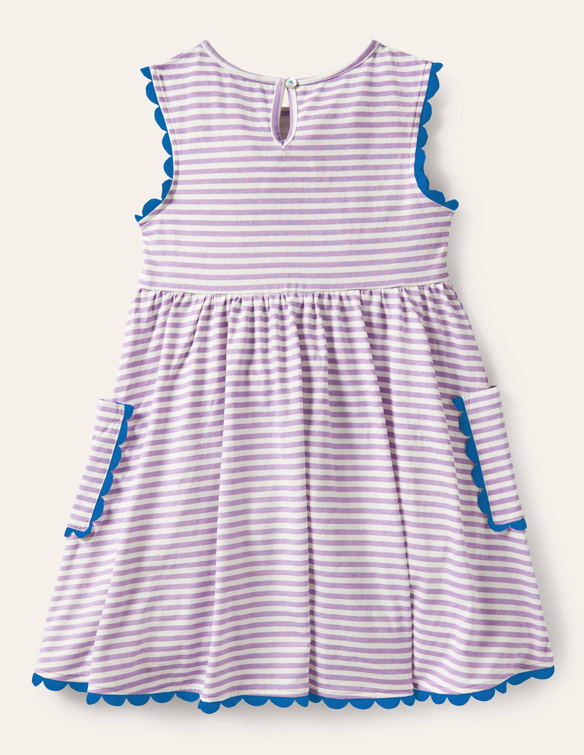 Trim Detail Jersey Dress-White / Cool Violet Purple-2