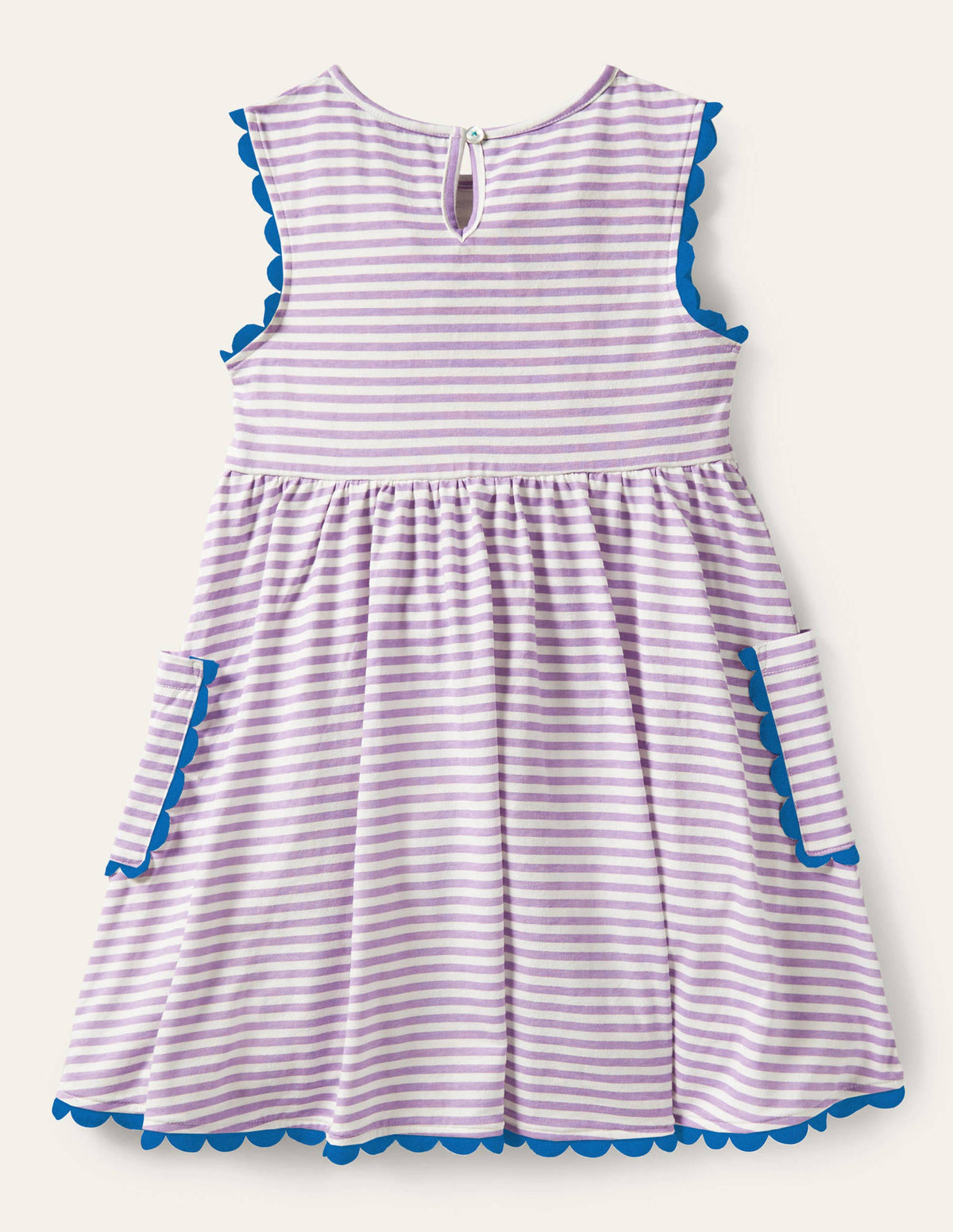 Trim Detail Jersey Dress-White / Cool Violet Purple - Image 2