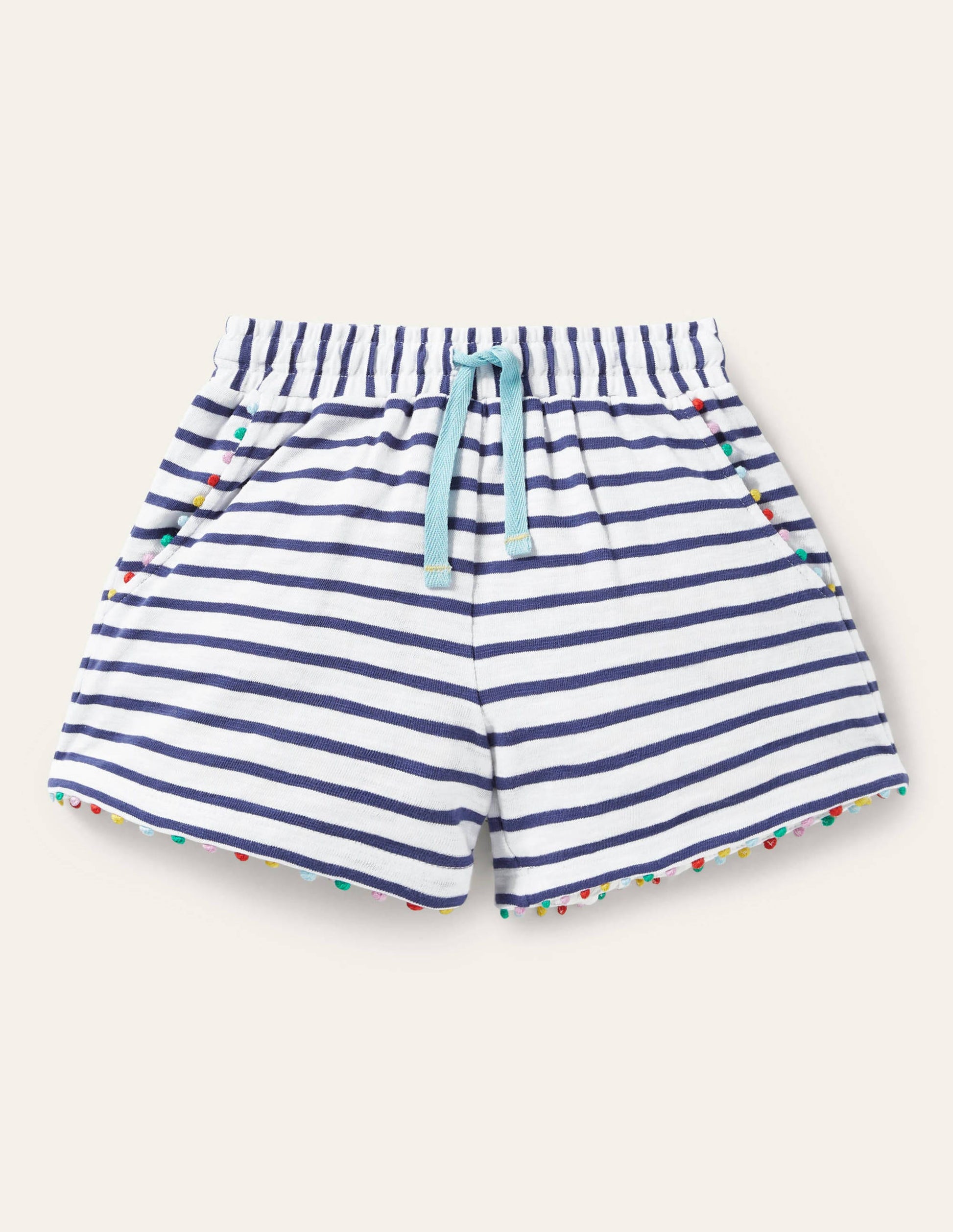 Charlie Pom Jersey Shorts-Ivory/Starboard Blue-1