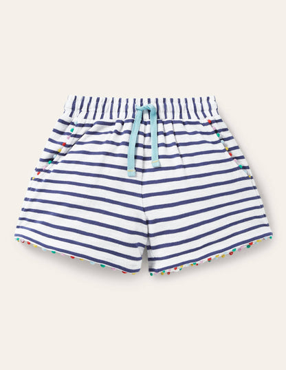 Charlie Pom Jersey Shorts-Ivory/Starboard Blue-1