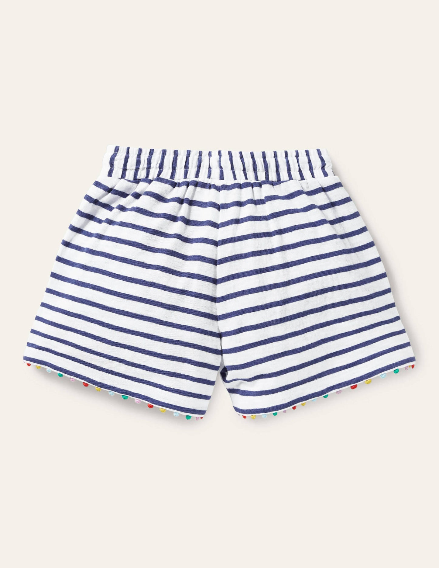 Charlie Pom Jersey Shorts-Ivory/Starboard Blue