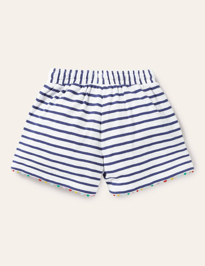 Charlie Pom Jersey Shorts-Ivory/Starboard Blue-2