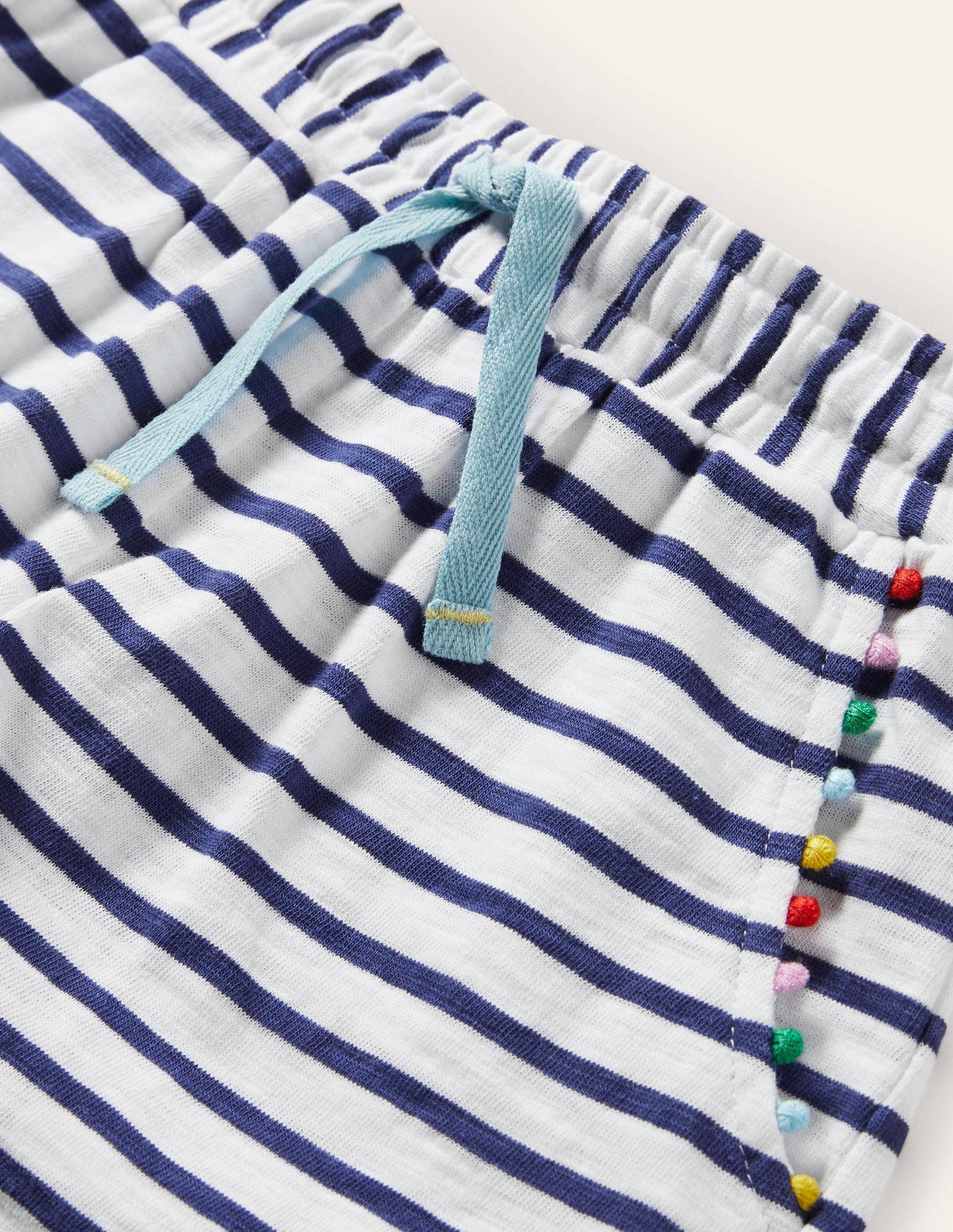 Charlie Pom Jersey Shorts-Ivory/Starboard Blue-3