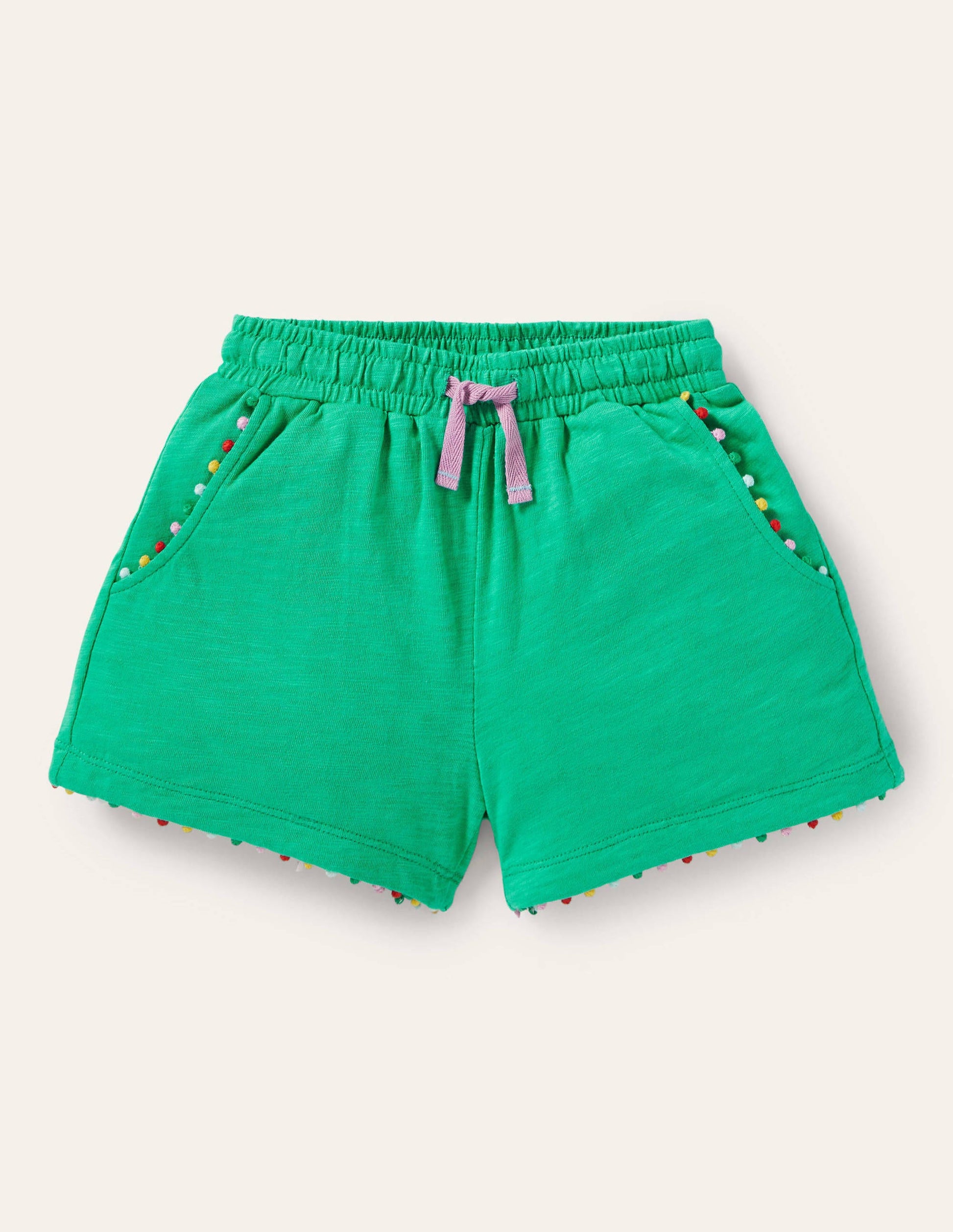 Charlie Pom Jersey Shorts-Tropical Green-1