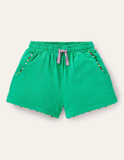 Charlie Pom Jersey Shorts-Tropical Green-1