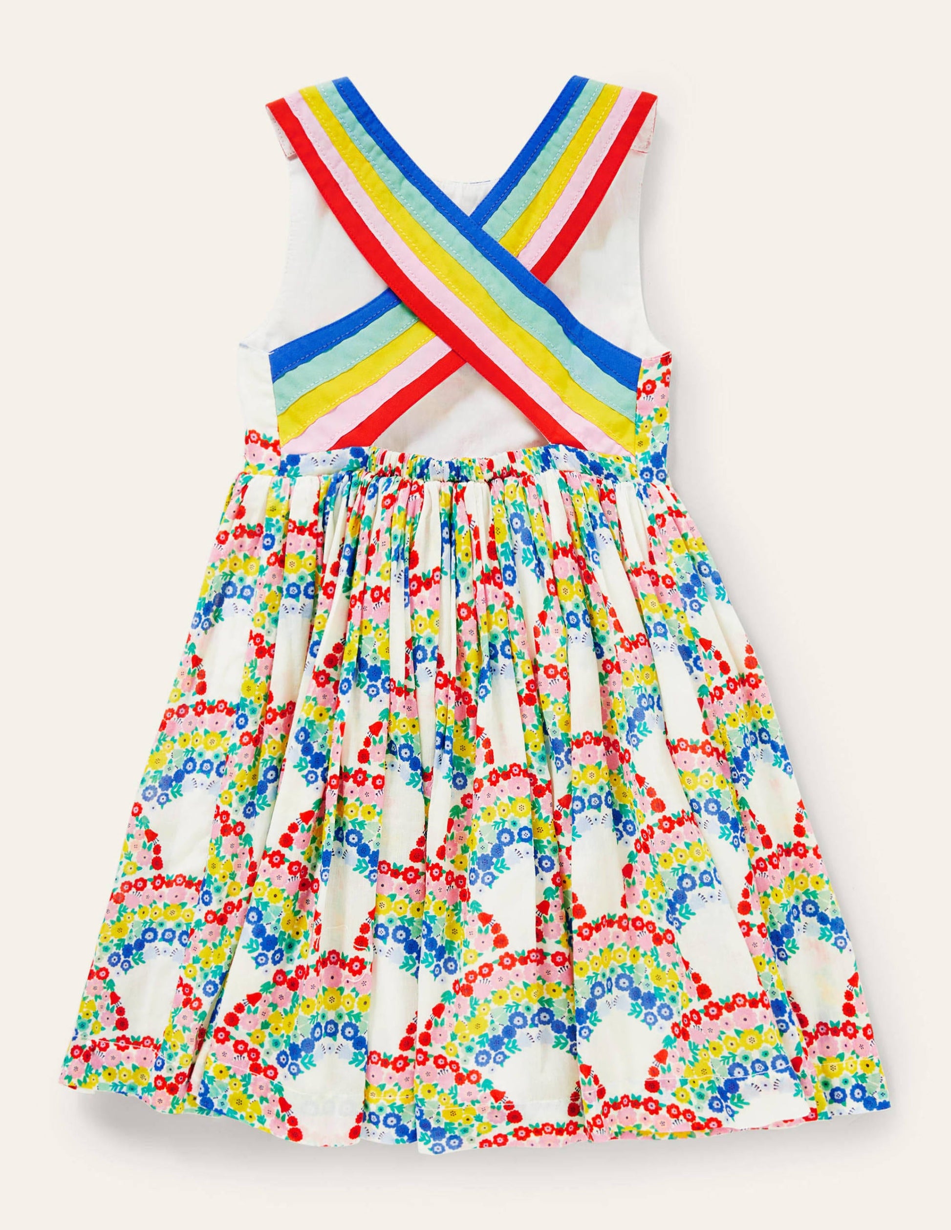 Cross-back Dress-Multi Rainbow Floral-2