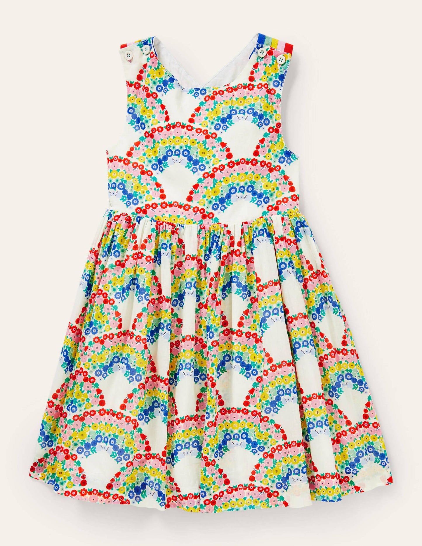 Cross-back Dress-Multi Rainbow Floral