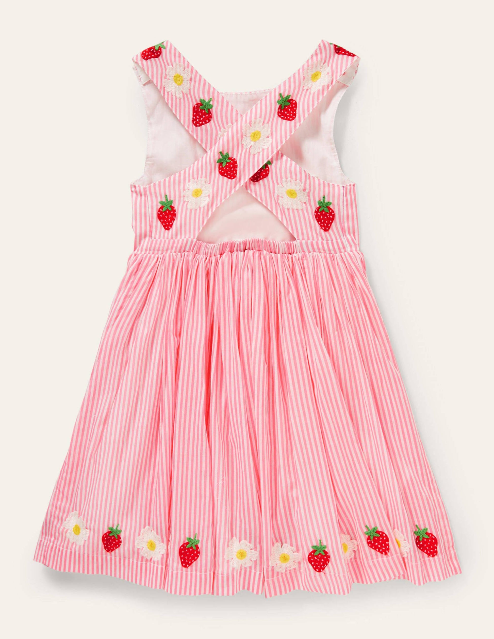Cross-back Dress-Pink Lemonade/ Ivory-2