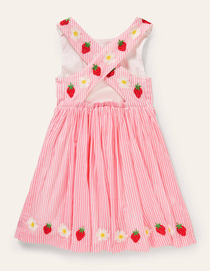 Cross-back Dress-Pink Lemonade/ Ivory-2