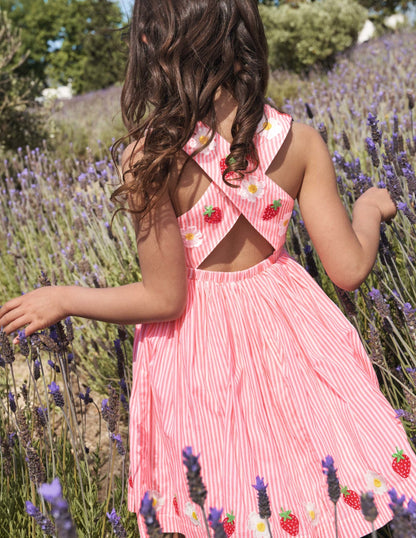 Cross-back Dress-Pink Lemonade/ Ivory-4