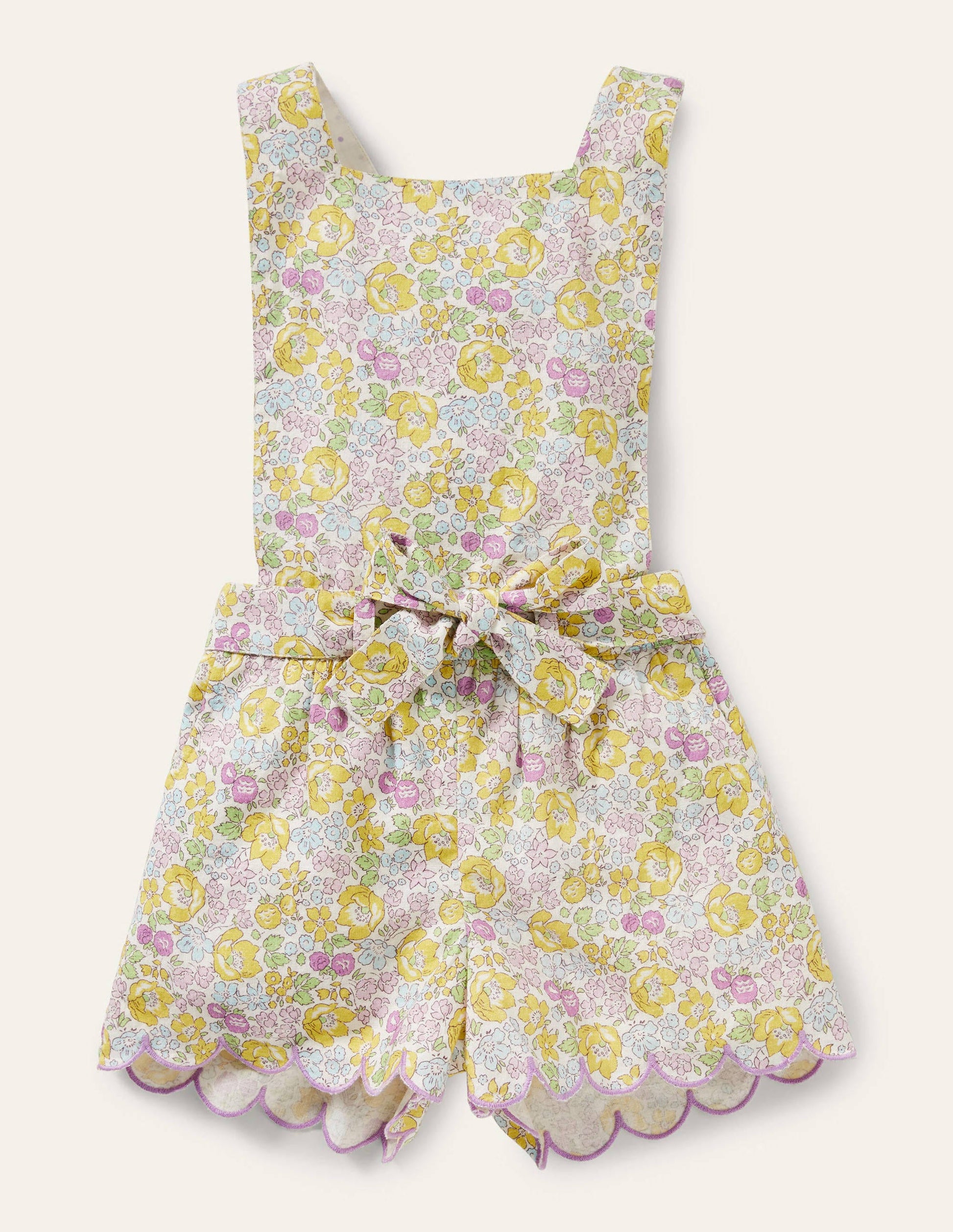 Tie-waist Scallop Playsuit-Lilac Ditsy Floral-2
