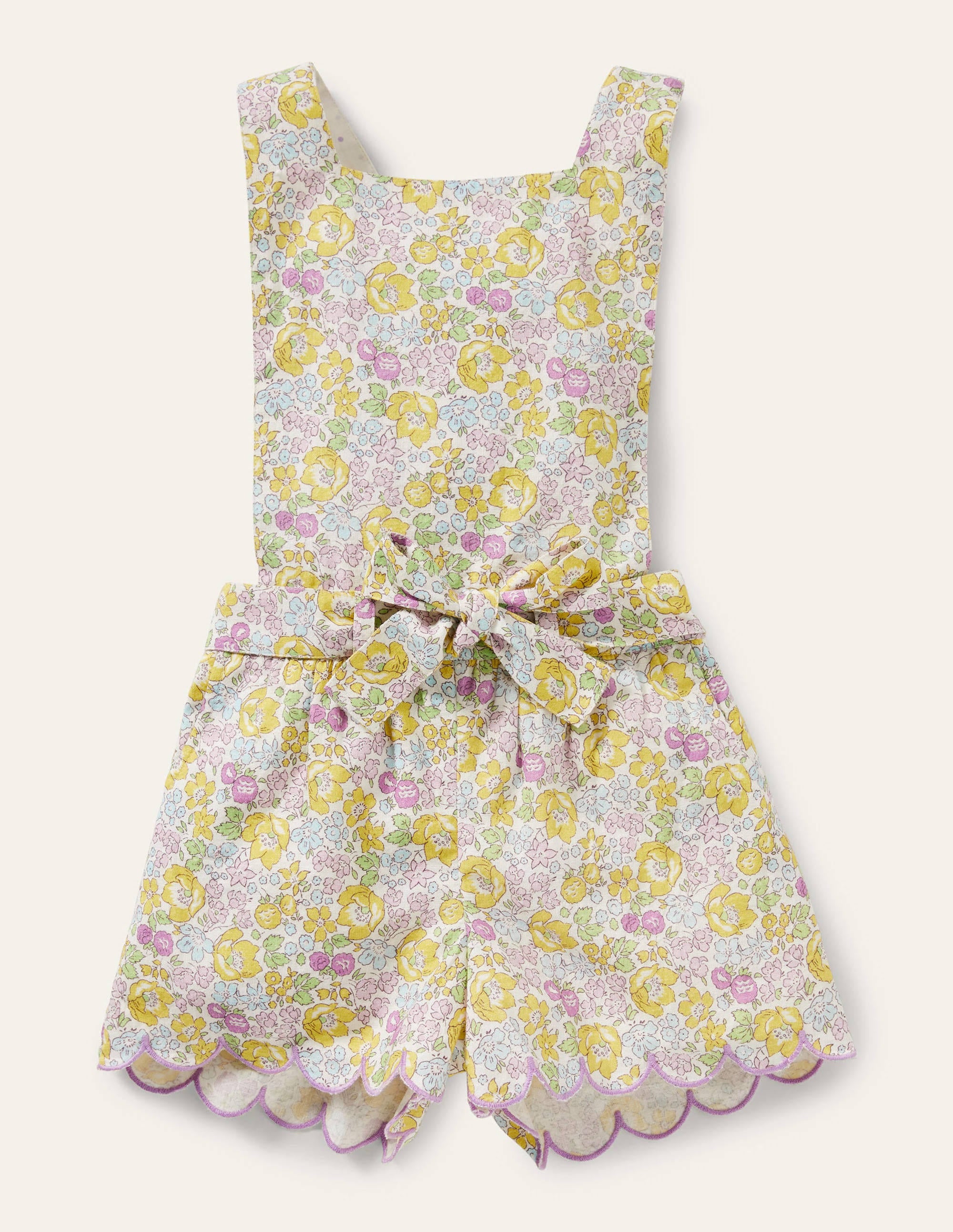Tie-waist Scallop Playsuit-Lilac Ditsy Floral - Image 2