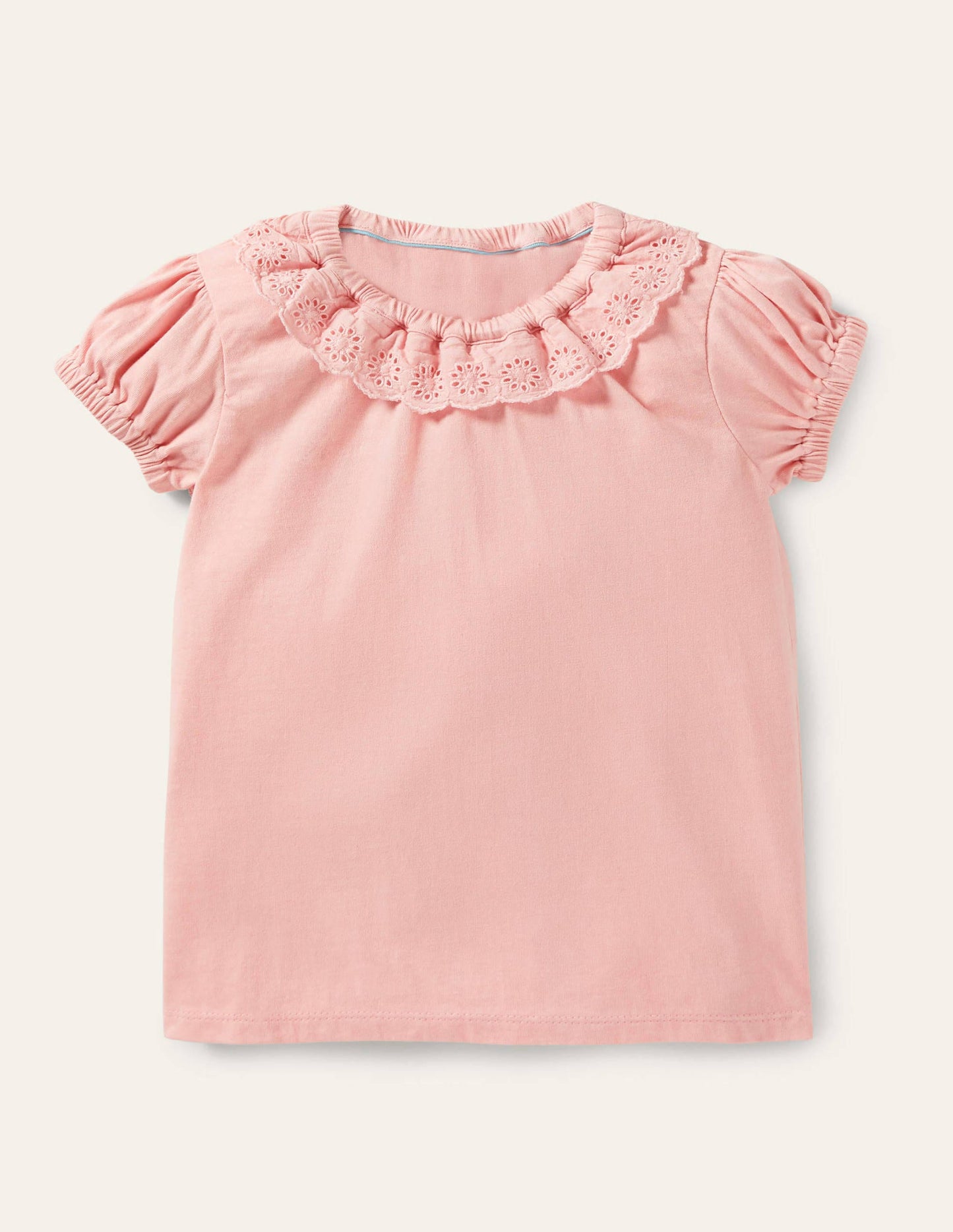Broderie Collar Jersey Top-Boto Pink
