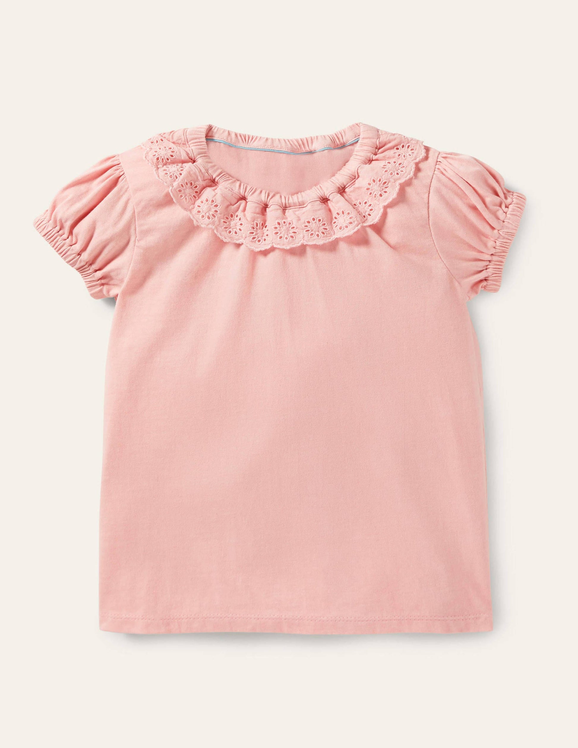 Broderie Collar Jersey Top-Boto Pink-1
