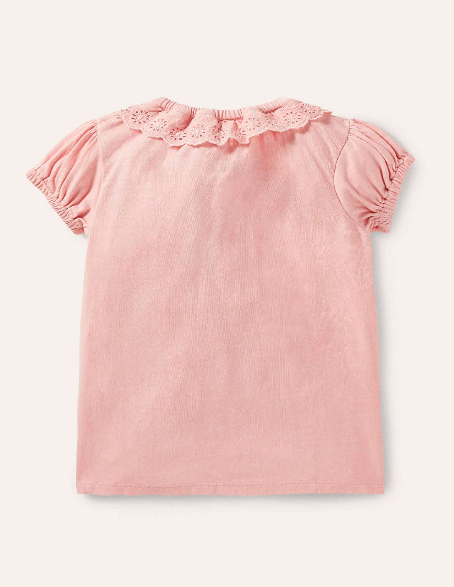 Broderie Collar Jersey Top-Boto Pink