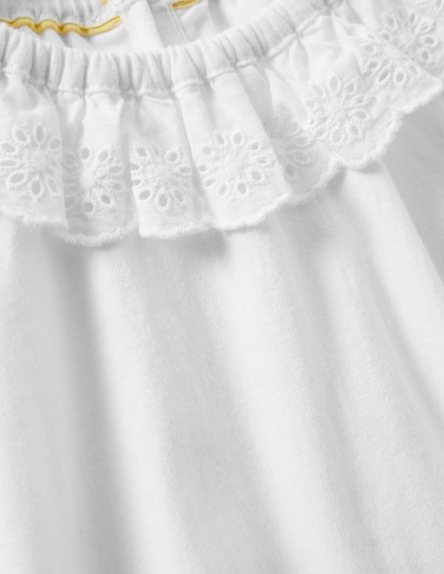 Broderie Collar Jersey Top-White