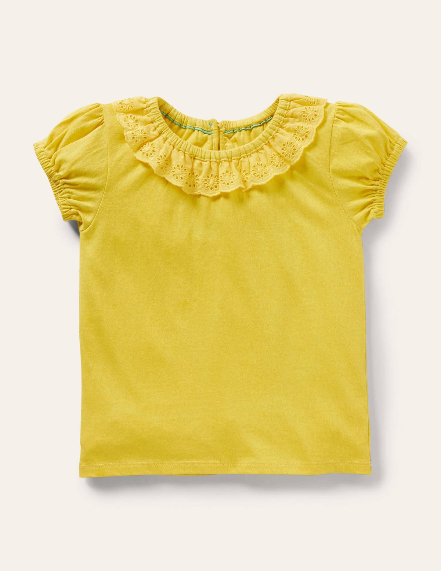 Broderie Collar Jersey Top-Sweetcorn Yellow