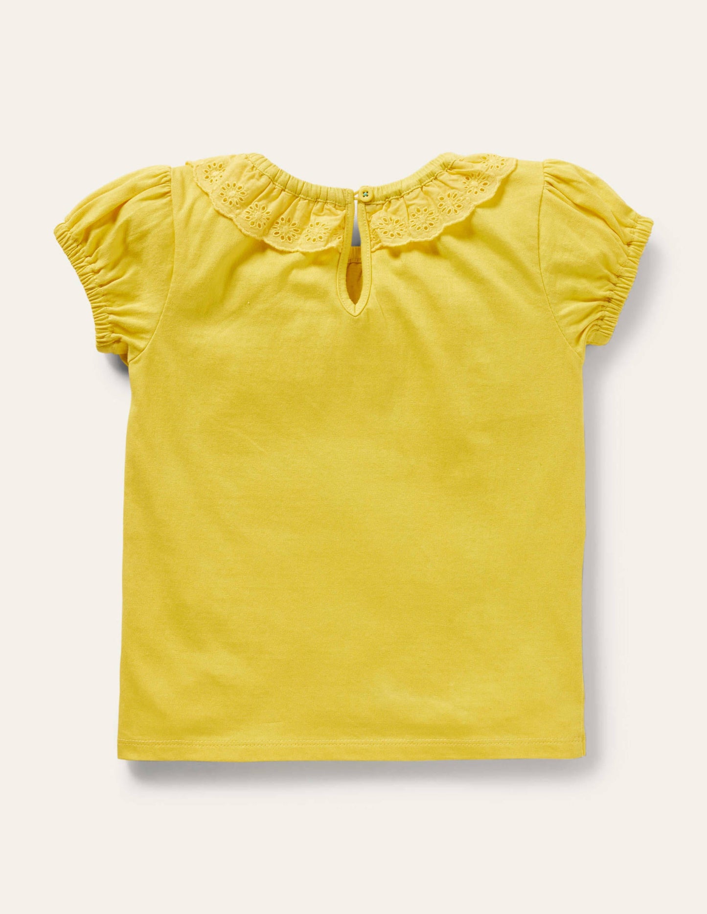 Broderie Collar Jersey Top-Sweetcorn Yellow