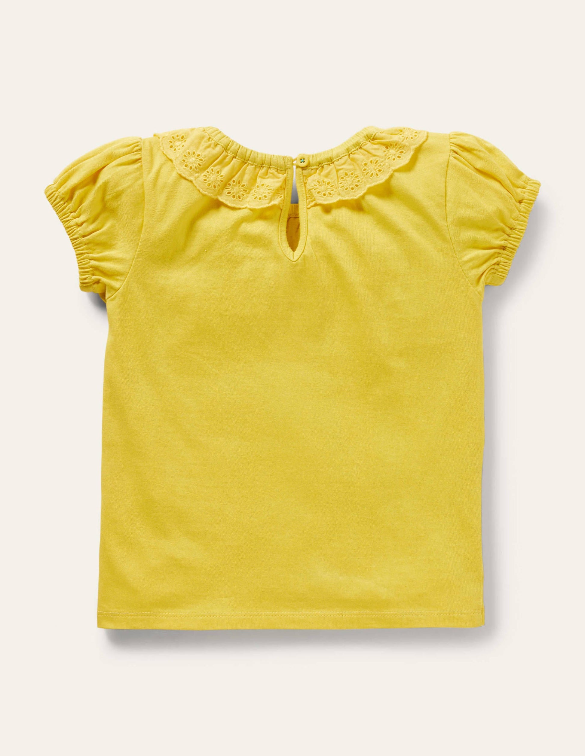 Broderie Collar Jersey Top-Sweetcorn Yellow-2