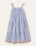 Tiered Sun Dress-Chambray