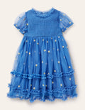 Tiered Tulle Dress-Elizabethan Blue