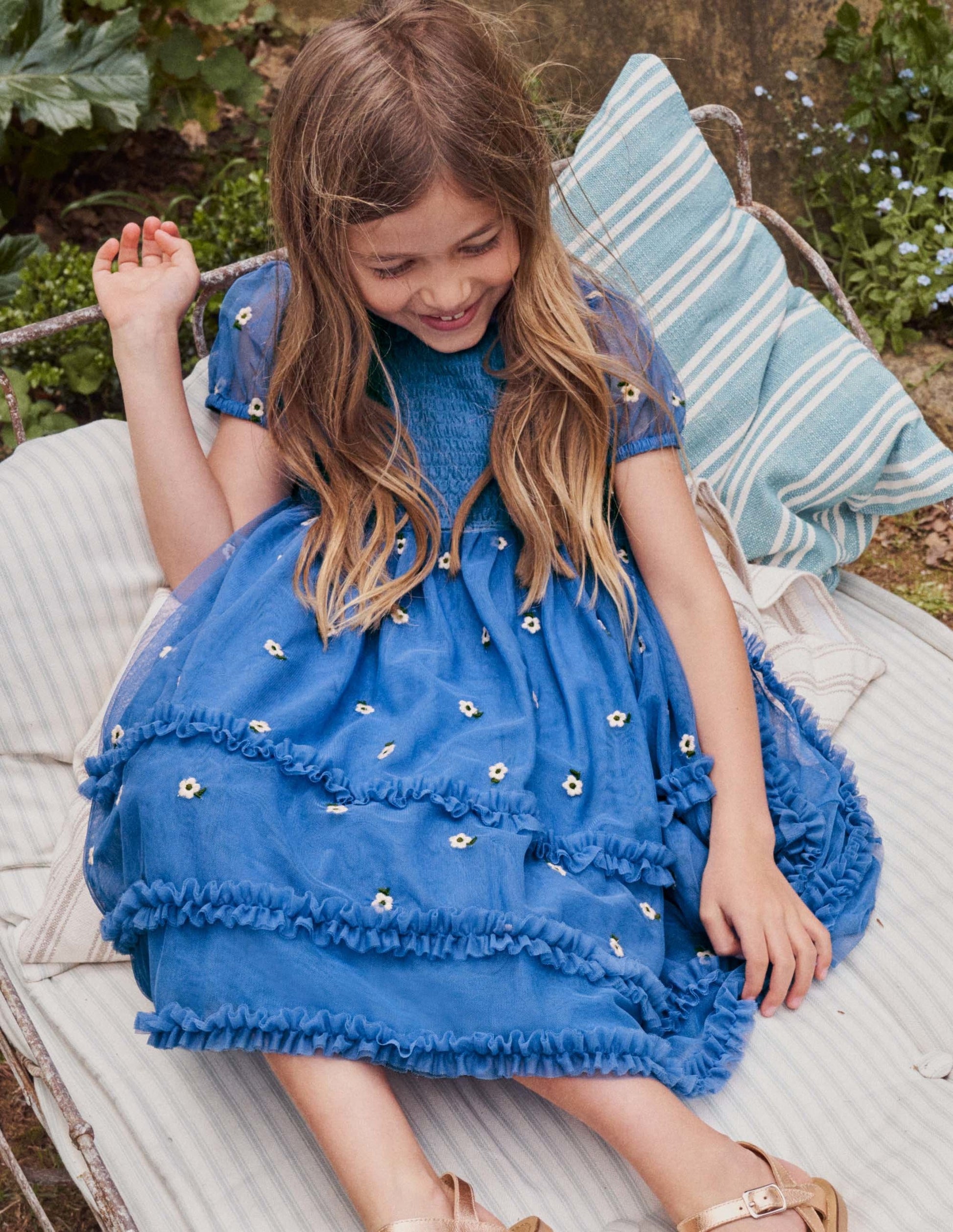Tiered Tulle Dress-Elizabethan Blue-4