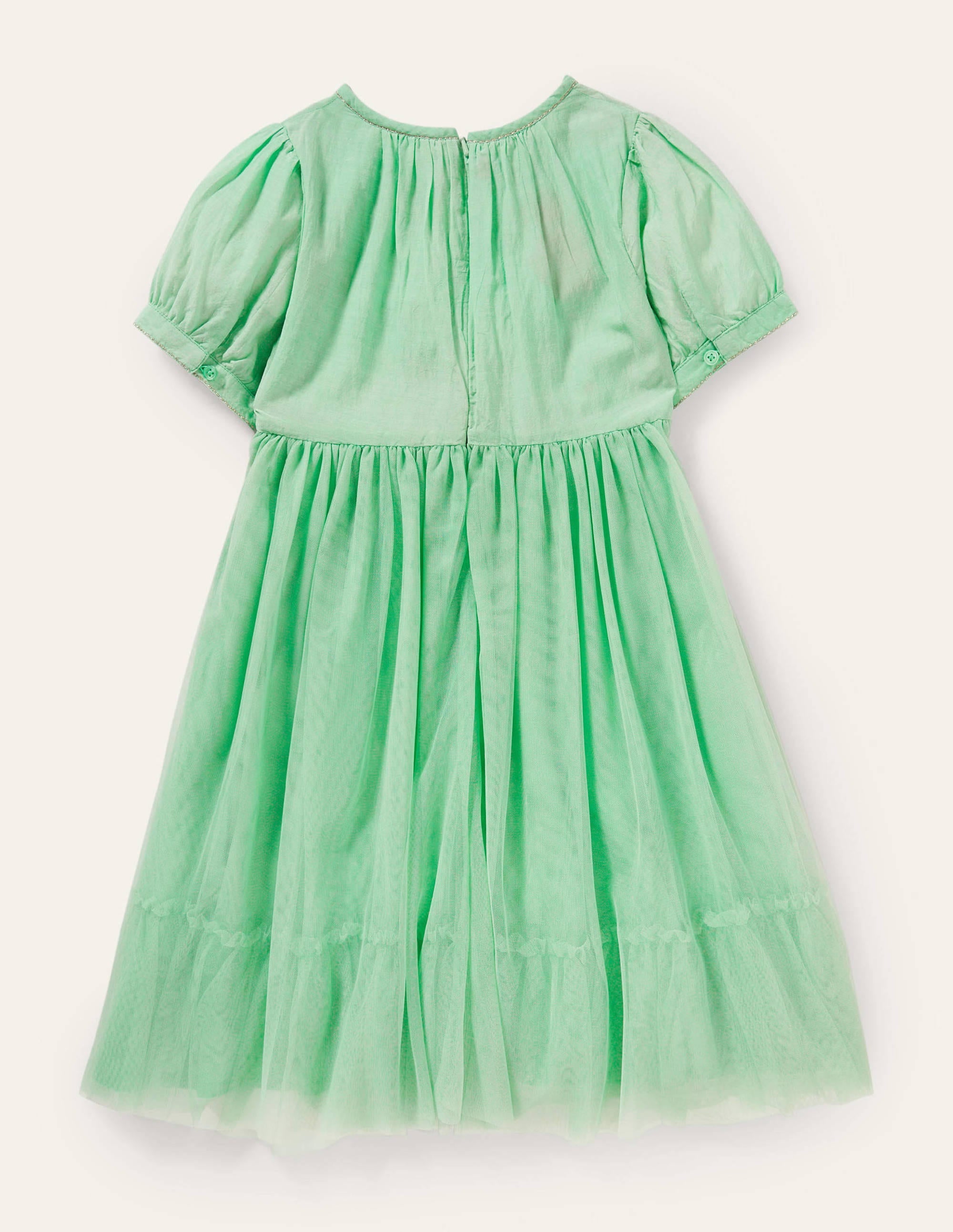 Flower Appliqué Dress-Fountain Green - Image 2