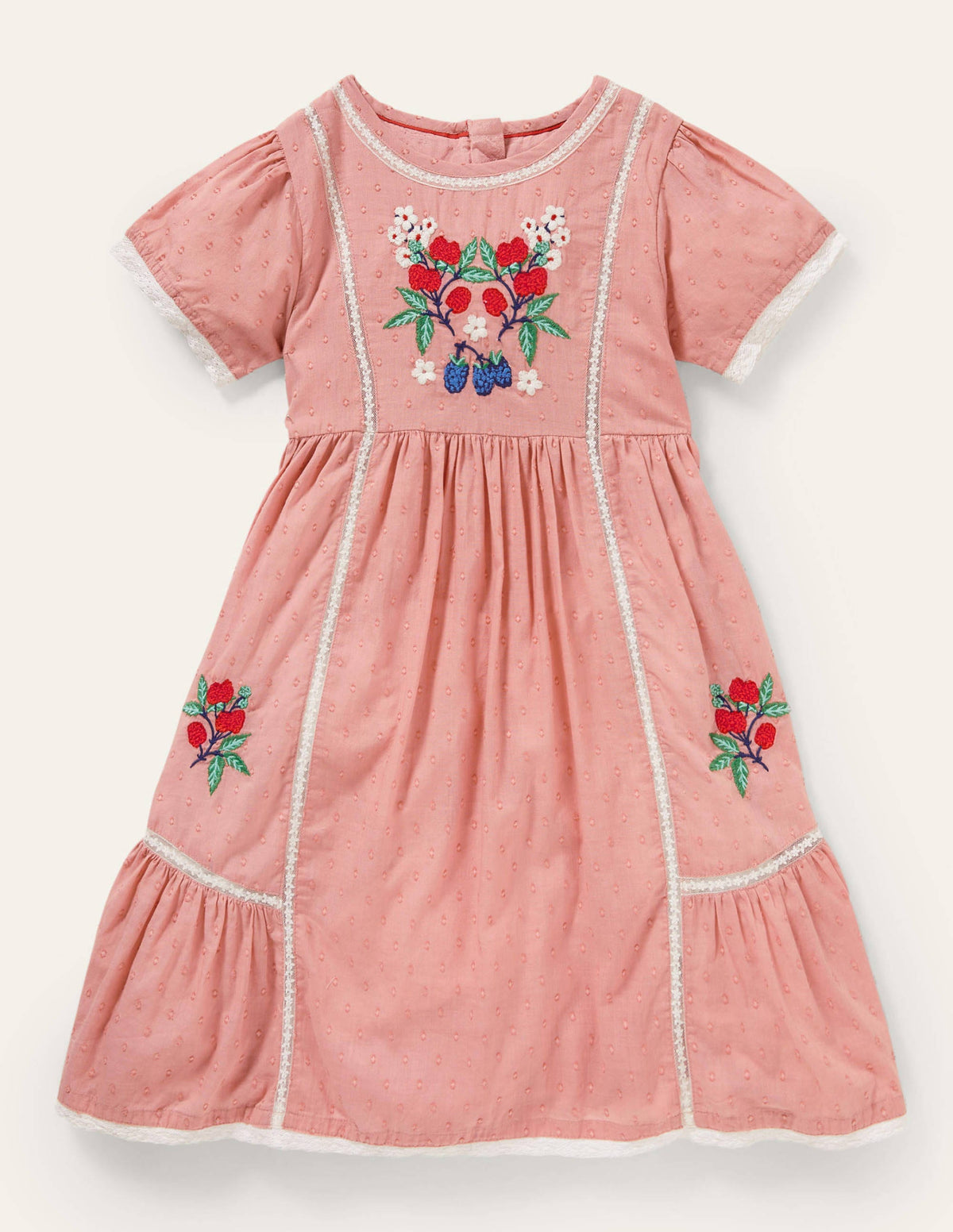 Embroidered Nostalgic Dress-Almond Pink - Image 1