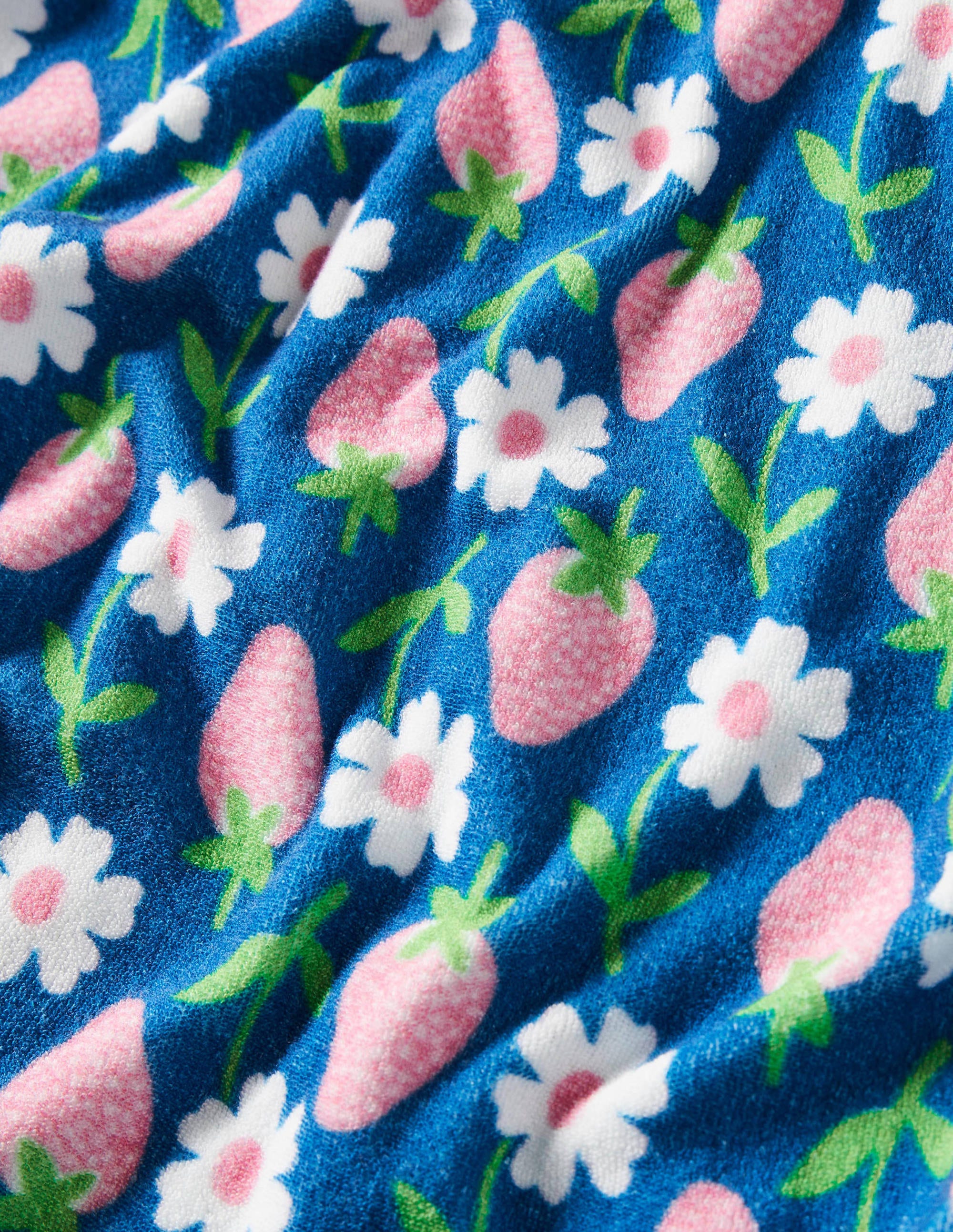 Towelling Hoodie-Bright Marina Blue Strawberry - Image 3