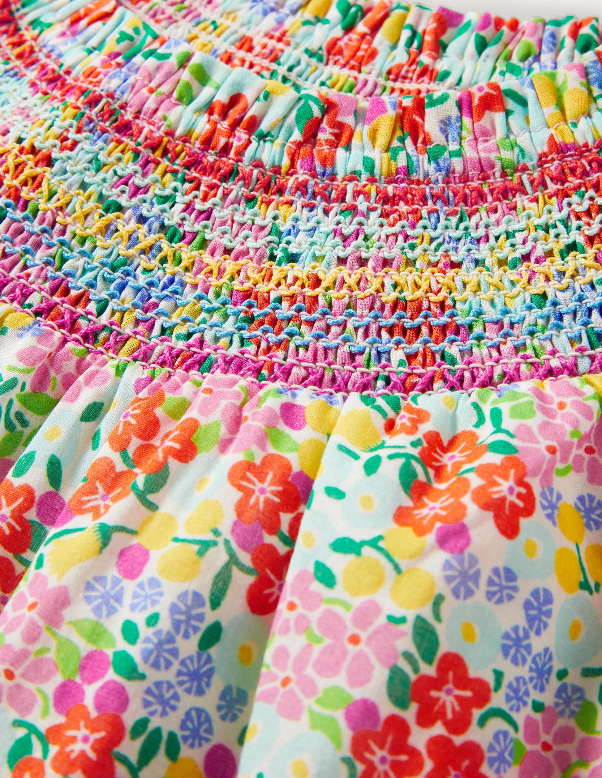 Smock Yoke Woven Top-Tropical Flowerbed-2