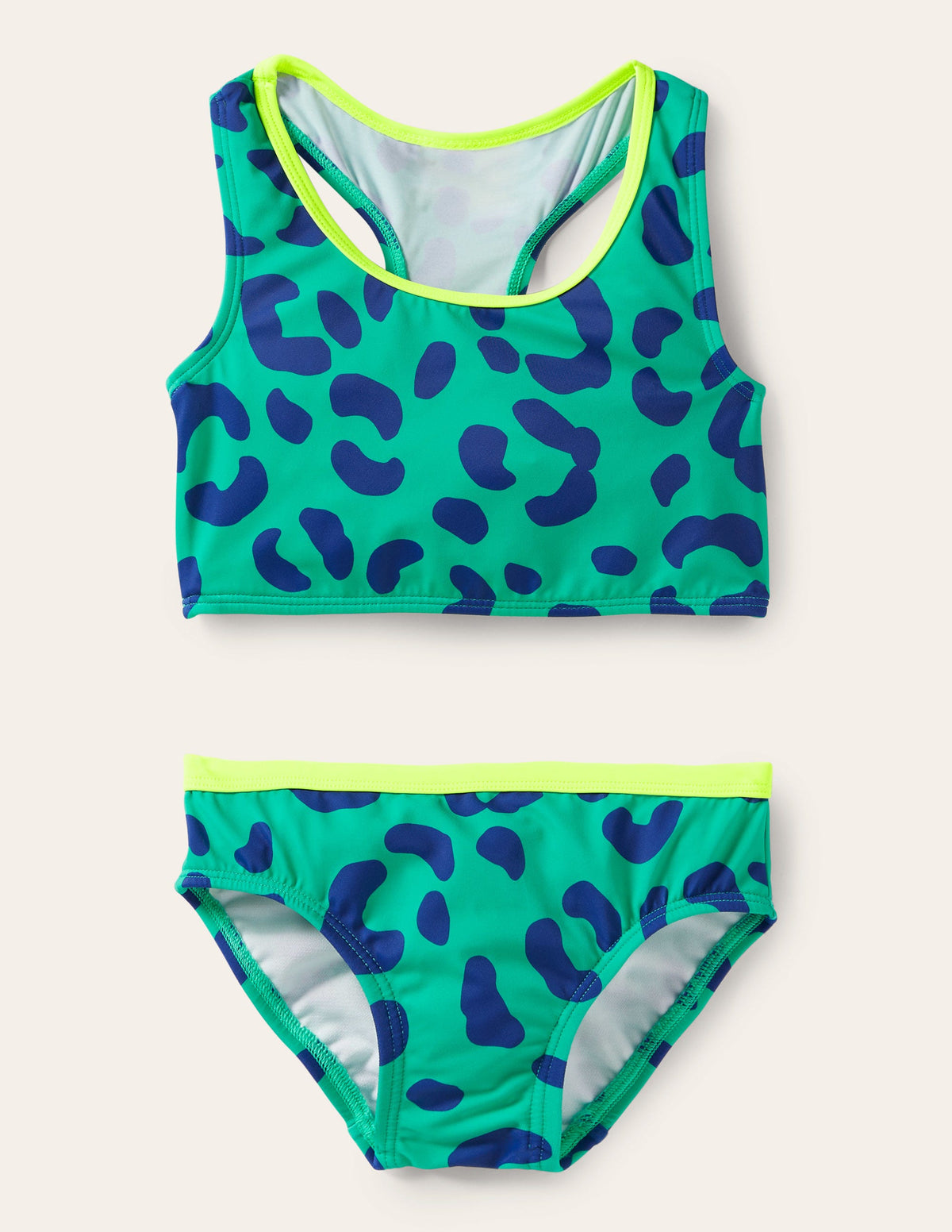 Racerback Bikini Set-Tropical Green/Blue Leopard - Image 1
